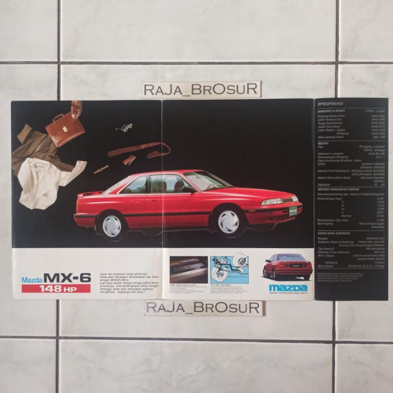 Poster brosur katalog leaflet Mazda MX6/Mazda MX 6 148HP 1989