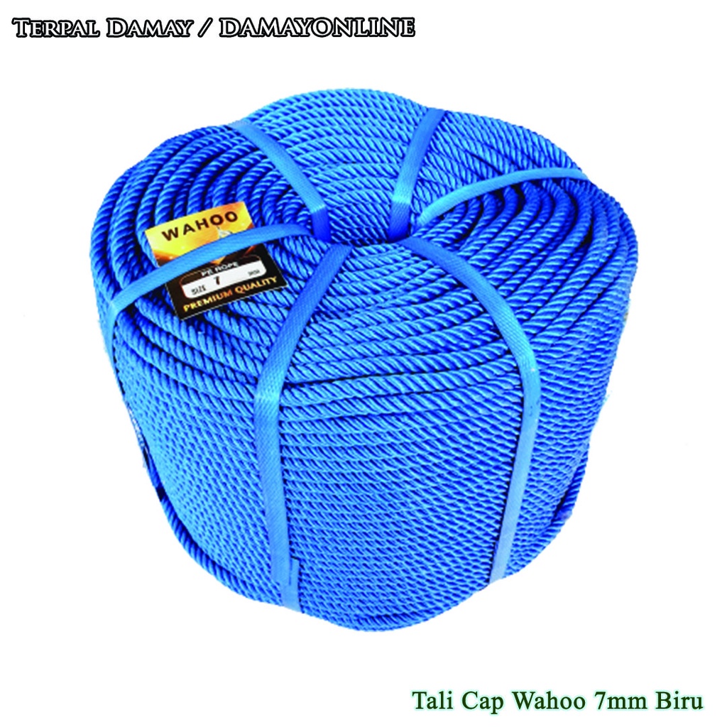 

Tali Tambang PE Cap Wahoo 7mm Biru / Rol ( Harga Per Rol )