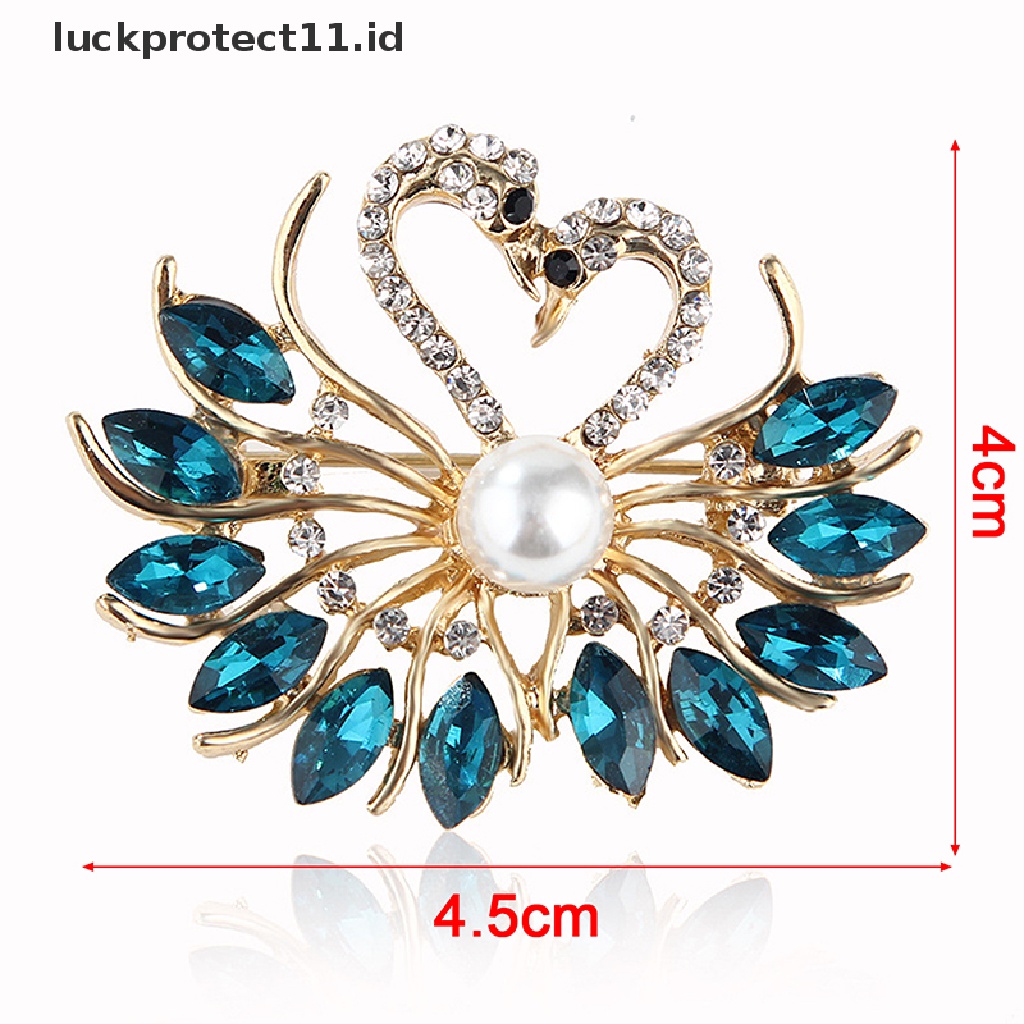 /Fashion Hot// Fashion// Lucu Kristal Mutiara Swan Bros Untuk Wanita Perhiasan Pernikahan Vintage Lapel Pin.