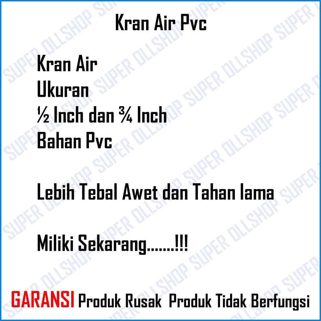 Kran Tembok Air Baling Biasa 1/2 Inch 3/4 Inch Murah Kuat / Keran Air Plastik Kran Pvc Taman Kamar Mandi Dapur Baling