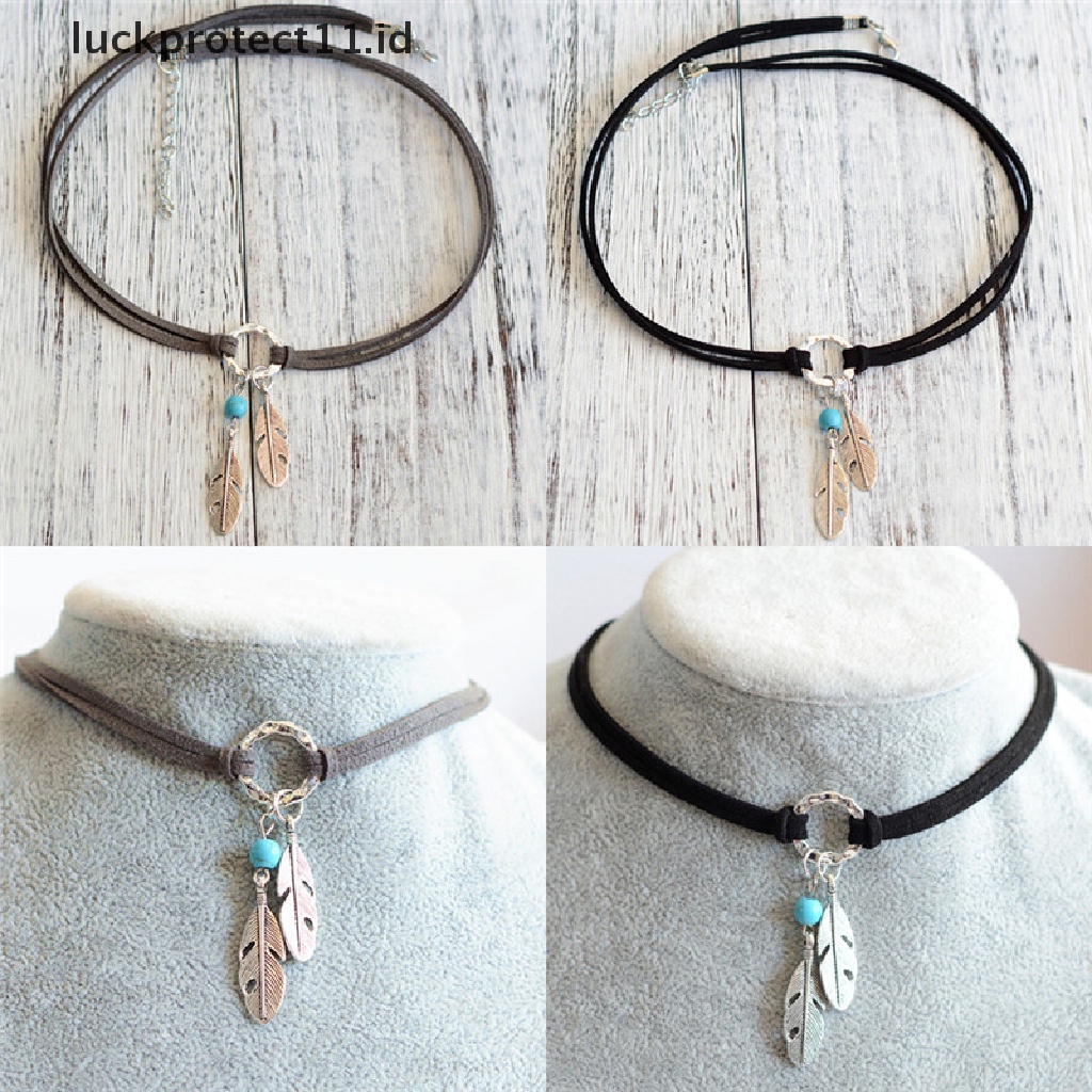 /Fashion Hot// Fashion// Fashion Bohemian Liontin Bulu Kalung Choker Kalung Charm Boho Jewelry.
