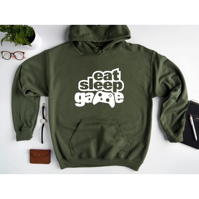 Eat Sleep Game Jumper Hoodie II Sweater Hoodie Trendy II Sweter Oblong Topi Sz M - XL Anak &amp; Dewasa ( Pria &amp; Wanita )