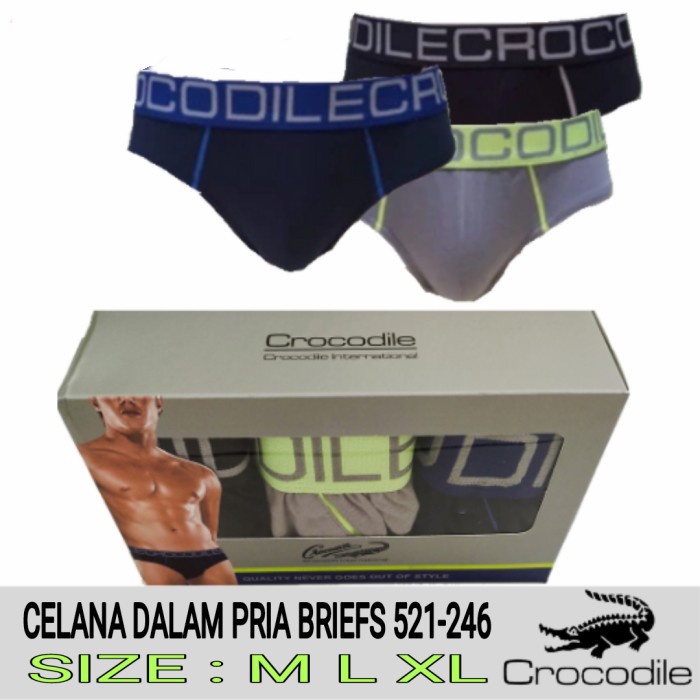 1 Box isi 3 Pcs Celana Dalam Crocodile 521 246 - CD Pria - Karet Boxer