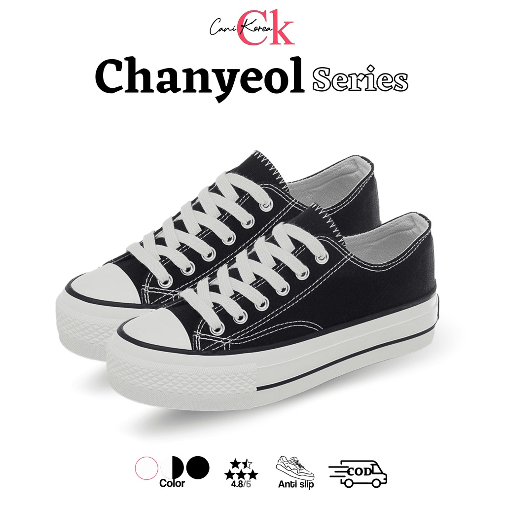 CaniKorea &quot;FREE BOX&quot; Chanyeol Sepatu Canvas Bertali Wanita Korea Import Sepatu Kasual Wanita Sepatu Trendy 9142