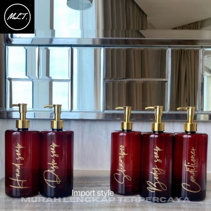 BOTOL COKLAT AMBER N24 500ML GOLD LUXURY REFILL AESTHETIC PUMP LOTION CLIP OIL BROWN WADAH KOSMETIK CAIR POMPA PUMP HS 500 ML LUXURY AMBER MINIMALIST REFIL ORGANIZER