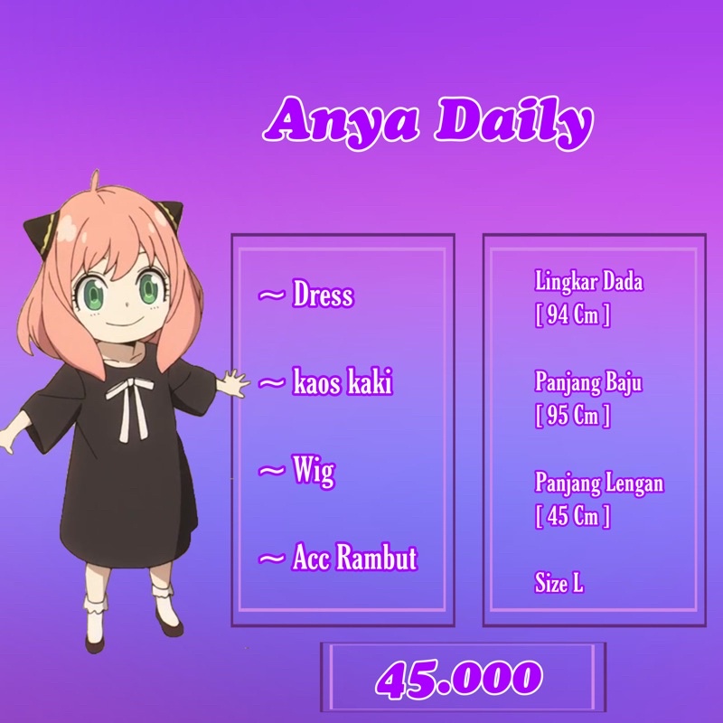 RENTAL KOSTUM ANYA DAILY