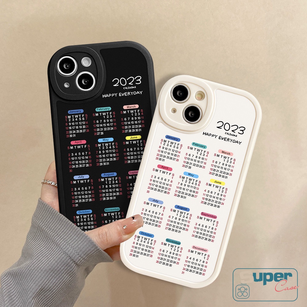 IPHONE Casing Hp Untuk Iphone11 14 12 13 Pro MAX XR X XS Max6 6s 78 Plus 14Plus SE 2020couple Soft TPU 2023kalender Pelindung Lensa Back Cover