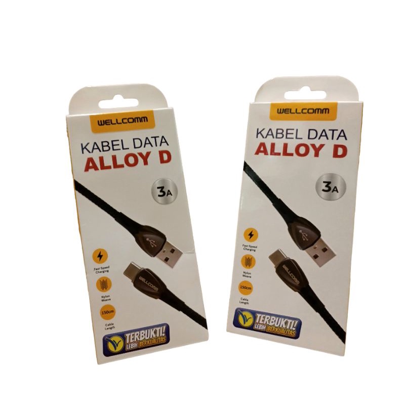 KABEL DATA WELLCOMM SUPER CHARGE 5A KD WELLCOMM ALLOY C TO C USB-C FAST CHARGING 3A