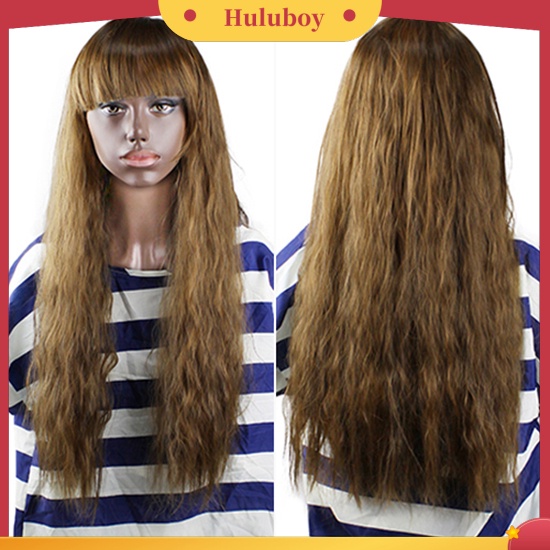 Wig Rambut Ekstensi Model Panjang Keriting Gelombang Untuk Wanita
