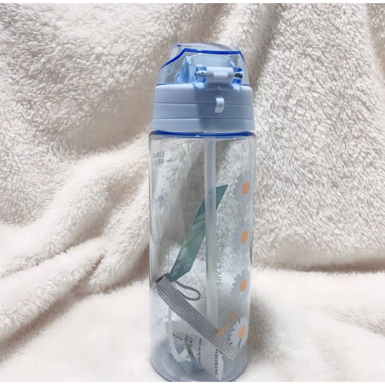 Botol Minum Tali Bening Motif Bunga 600ml BPA FREE ZY-1828