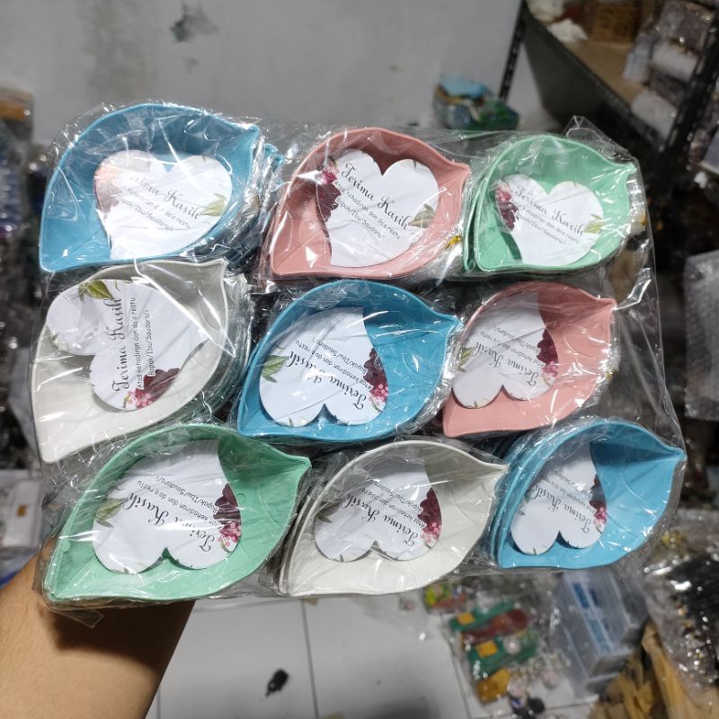 100 PCS souvenir pernikahan mangkok daun lokal kemas plastik souvenir pernikahan murah unik souvenir