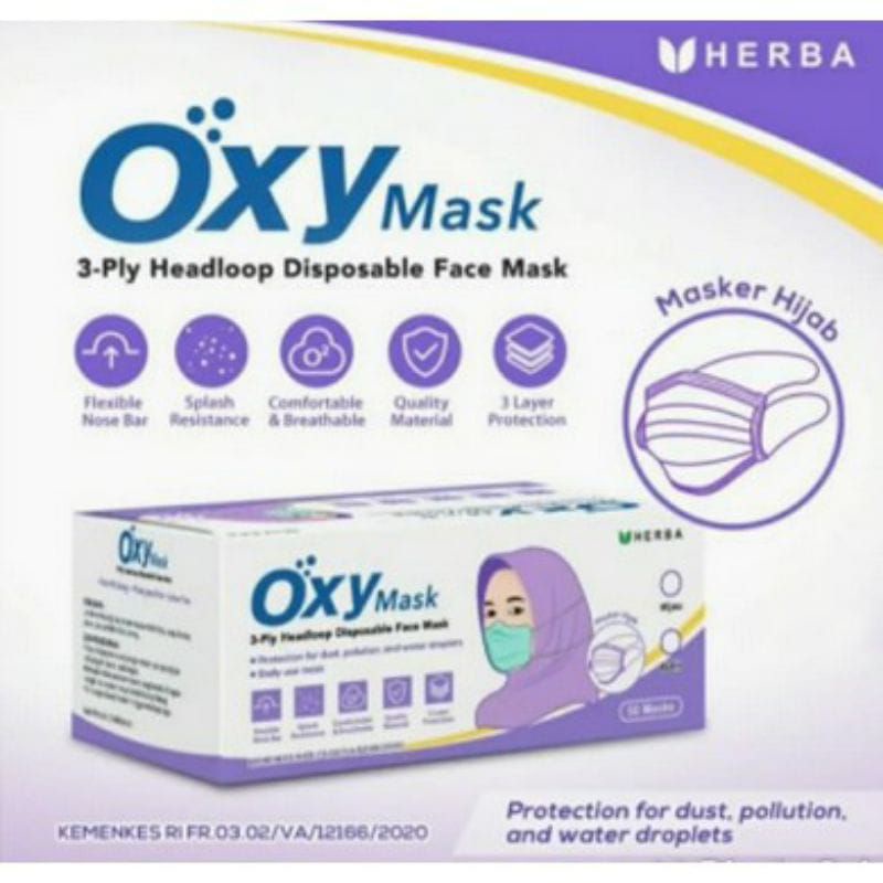 MASKER OXY 3-PLY HEADLOOP 50'S