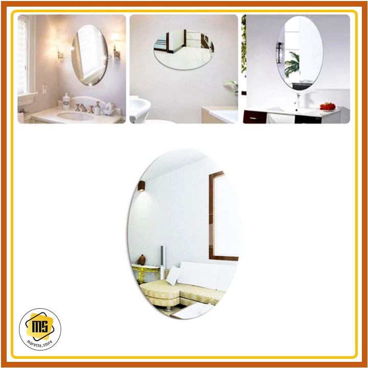 Stiker Cermin Oval Akrilik Mirror Wall Sticker