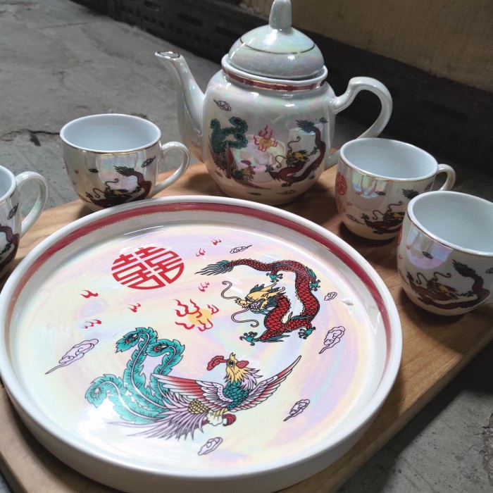 Peralatan Minum (Harga Promo) Tea Pai Wedding Set 6 Pcs Keramik Teh Pai