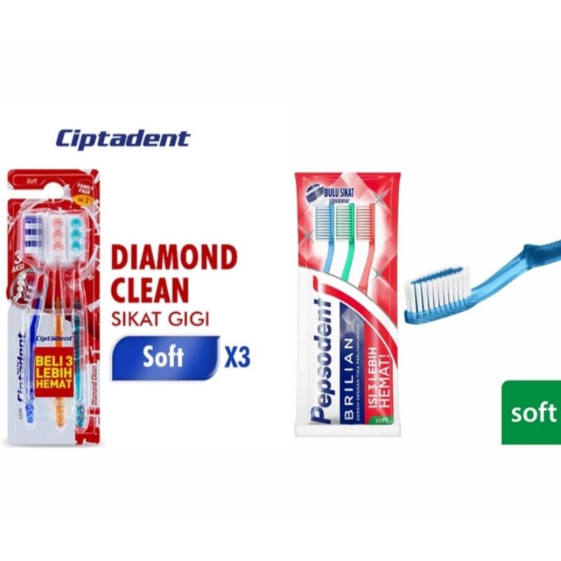 Ciptadent / Pepsodent Sikat gigi isi 3 Harga Ekonomis All varian .