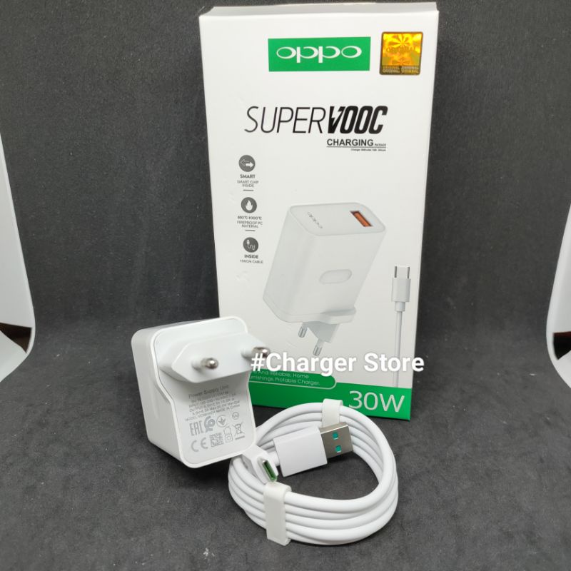 ORIGINAL 100% 30W VOOC Charger Type C Oppo A74 A54 A92 A52 A53 A33 A96 Reno 7 Reno 8