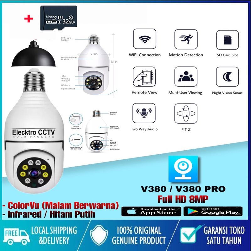 Jual Cctv Lampu V Pro Mp Kamera Cctv Wifi Lampu Cctv Derajat