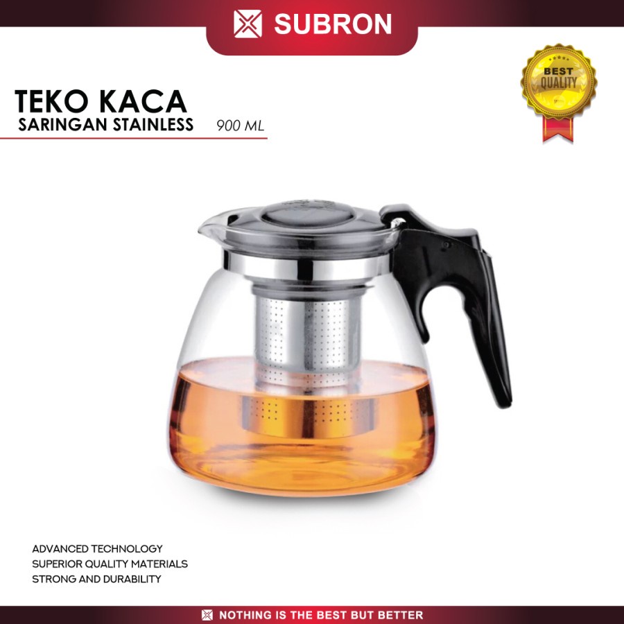 Tea Pot Glass Teko Kaca Teh Saringan Stainless 900 ml 1100ml - SUBRON