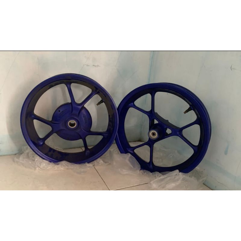 VELG RODA BAN DEPAN BELAKANG YAMAHA AEROX 155 BIRU ORIGINAL ASLI