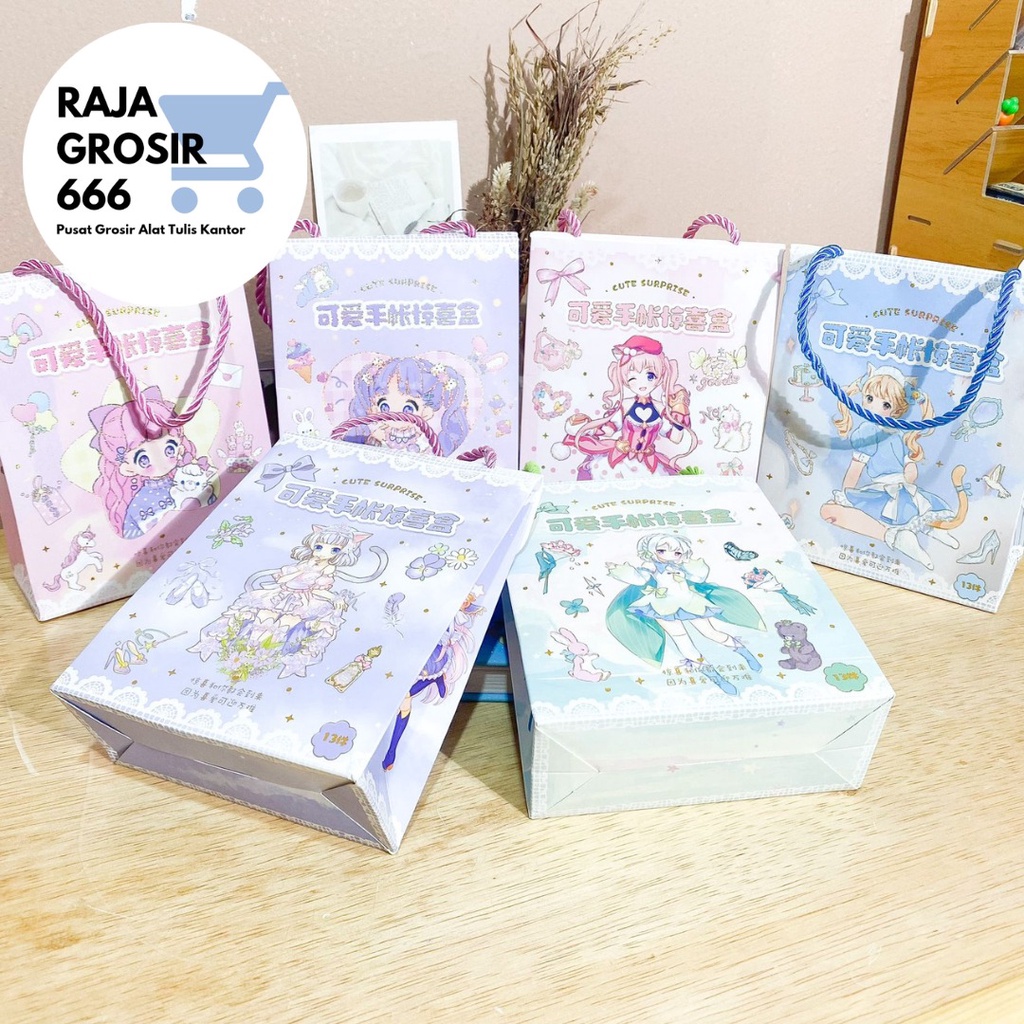 PAPERBAG MINI ISI STIKER QJF-D(STIKER|PERATA|WASHITAPE|BUKU MINI) LUCU IMUT KADO UNIK SOUVERNIR TERM
