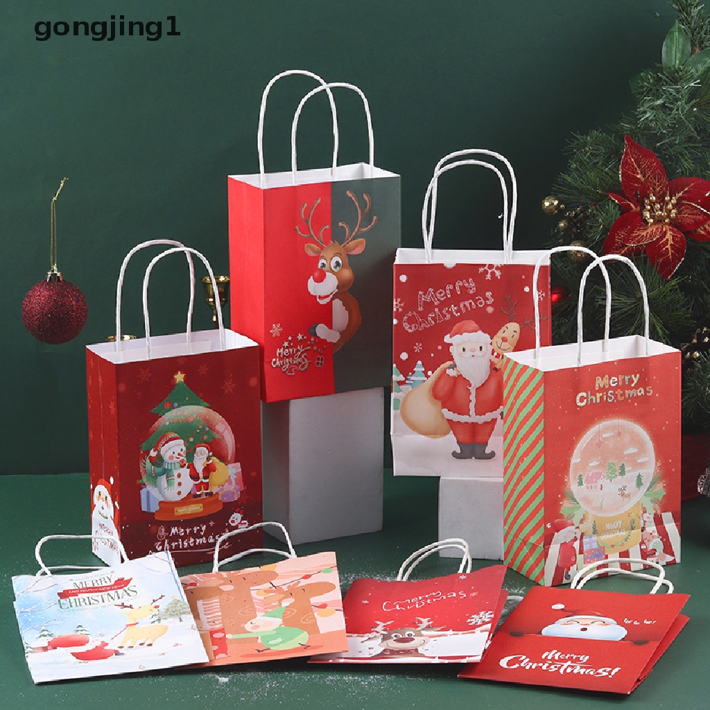 Ggg Christmas gift bag Kantong Kertas Kartun Dengan hand gift kraft paper packaging bag ID