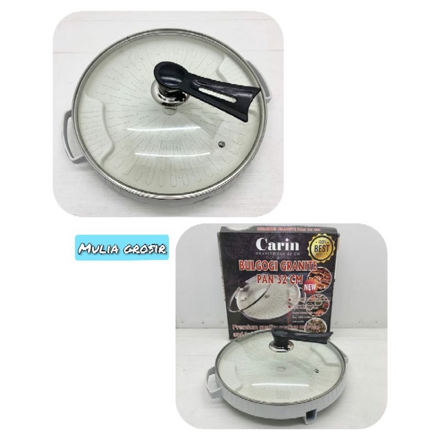 Grill Pan Carin Bulgogi + Tutup Kaca 32cm Grill Pan Granite