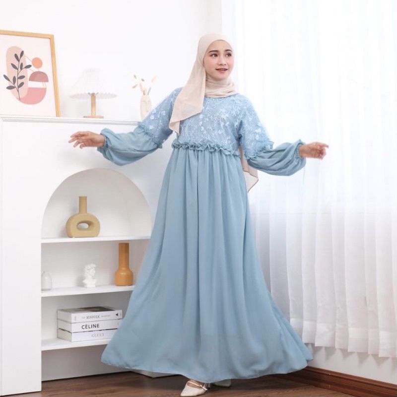 GAMIS PRINCESS CERUTY WARNA BIRU WARDAH UKURAN M L XL