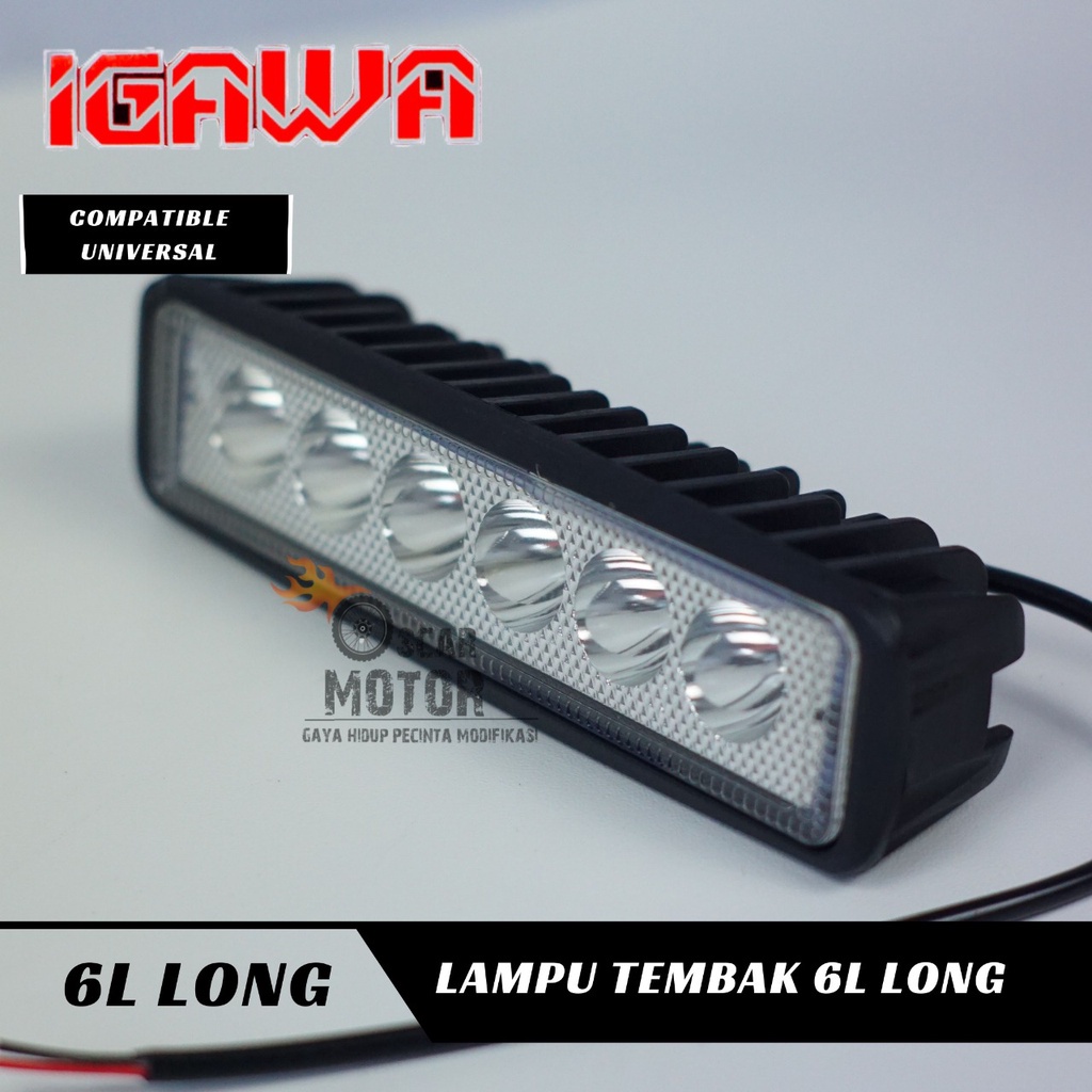 LAMPU TEMBAK 6L LONG MINI LAMPU SOROT PLUS BREKET DAN BAUT MOTOR MOBIL