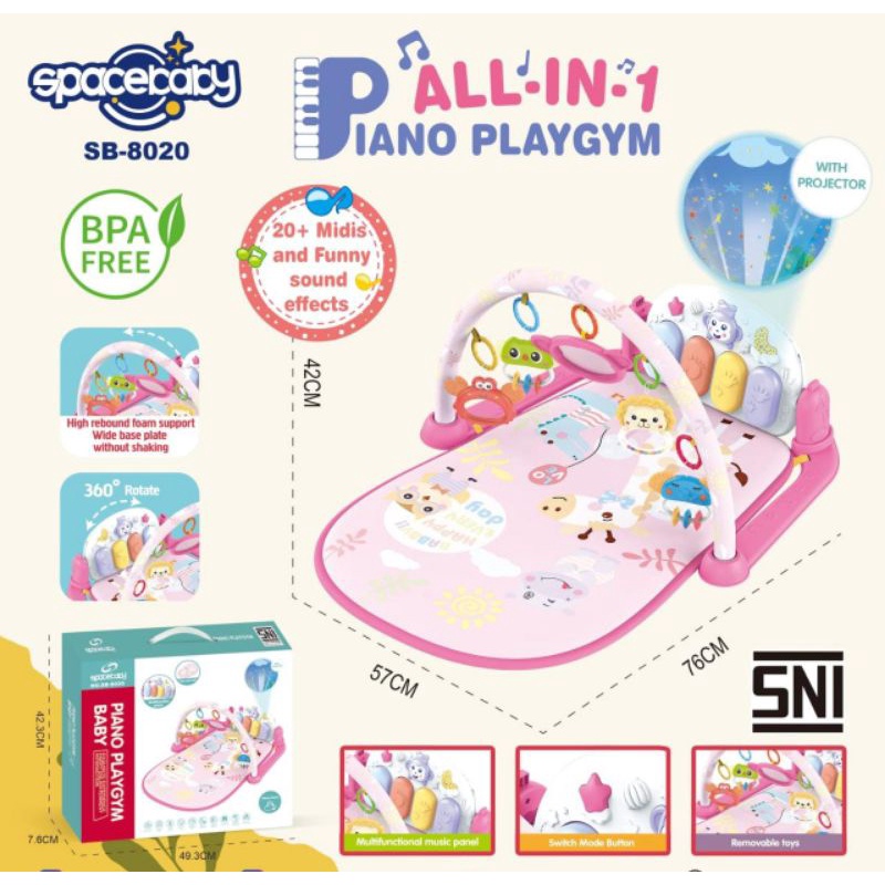 Spacebaby piano playgym PROYEKTOR SB-8020 size lebih besar