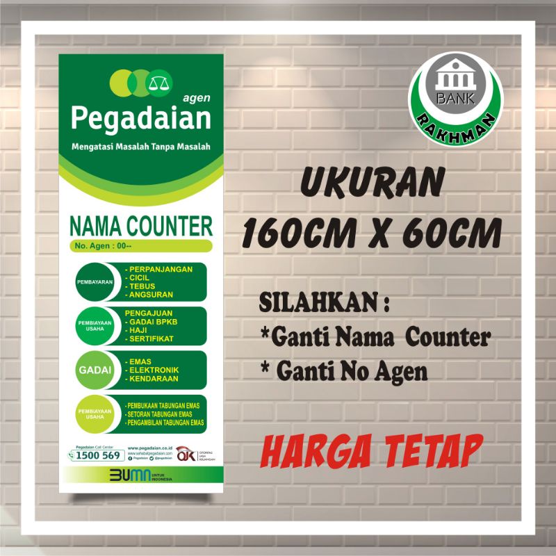 SPANDUK BANNER AGEN PEGADAIAN UKURAN 60CM X 160CM