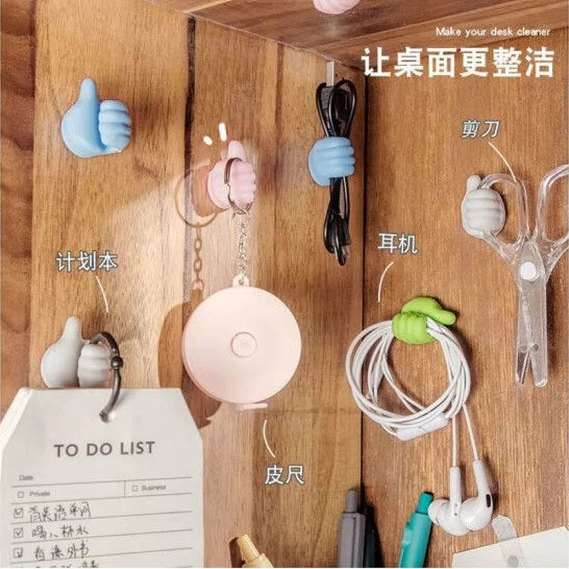 Cute Thumb USB Cable Winder Cable Organizer Strap Kabel Headphone Stand Pengaturan Kabel Telepon Hoop Tape