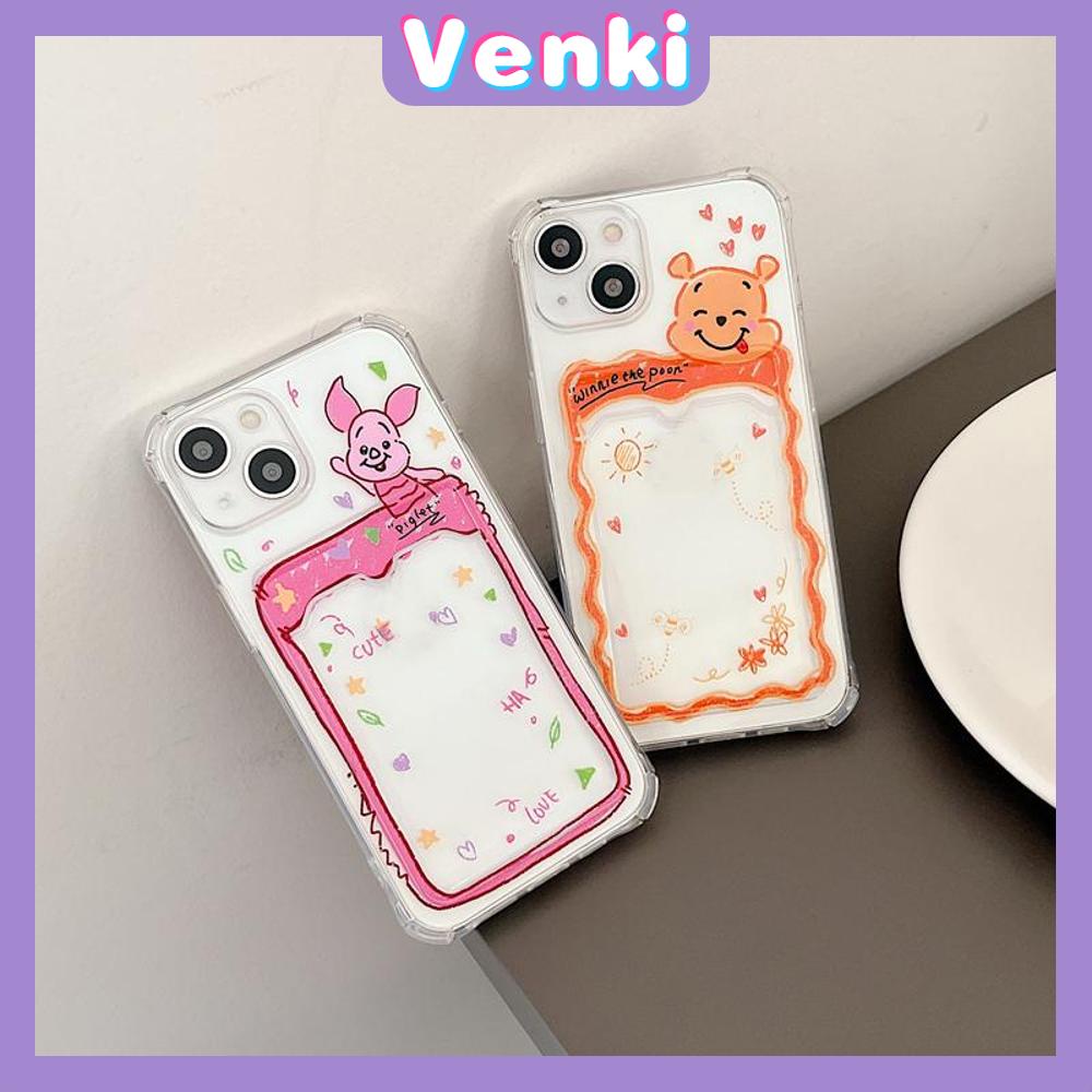 Case iPhone 14 Pro Max Card Holder Case Transparent Simple Case Card Storage Cute Bear Camera Protection Shockproof For iPhone 14 13 12 11 Plus Pro Max 7 Plus X XR