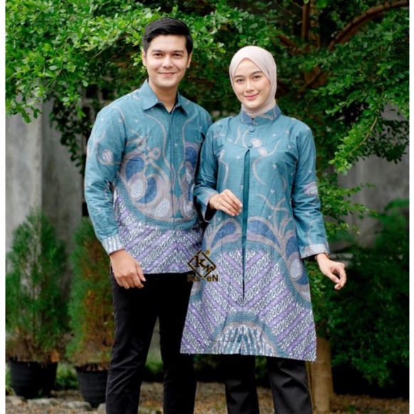 Tunik Batik Couple Modern M L XL XXL Atasan Batik Kerja Kantor Wanita Kemeja Batik Pria Seragam Batik Modern