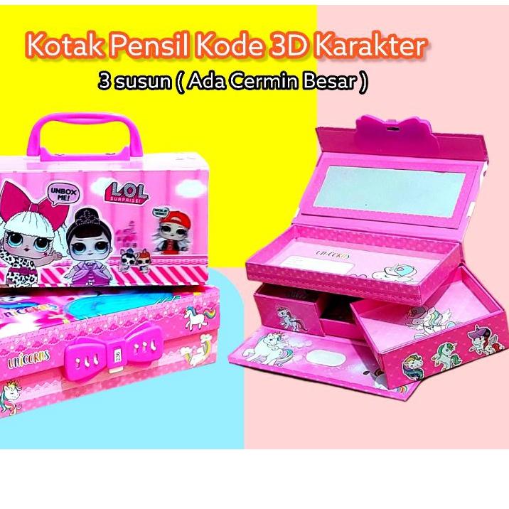 

±±± Kotak Pensil Kode karakter 3D TANPA LAMPU 3 SUSUN ada Cermin