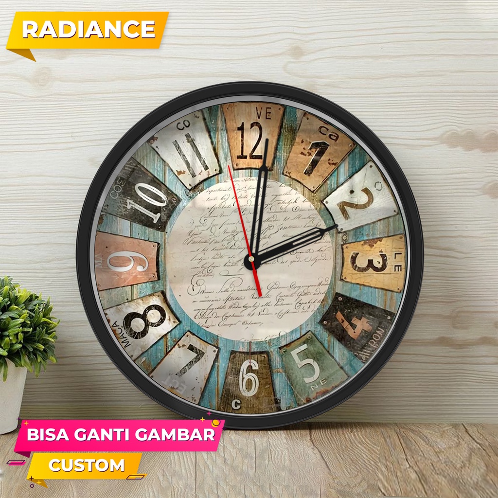 Jual Jam dinding unik vintage old classic estetik bisa custom ada kaca