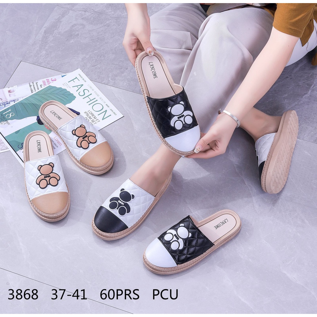 Sandal Jelly Half Shoes Wanita Motif Double-O Gliter &amp; Bear Winola Collection WNL 3868