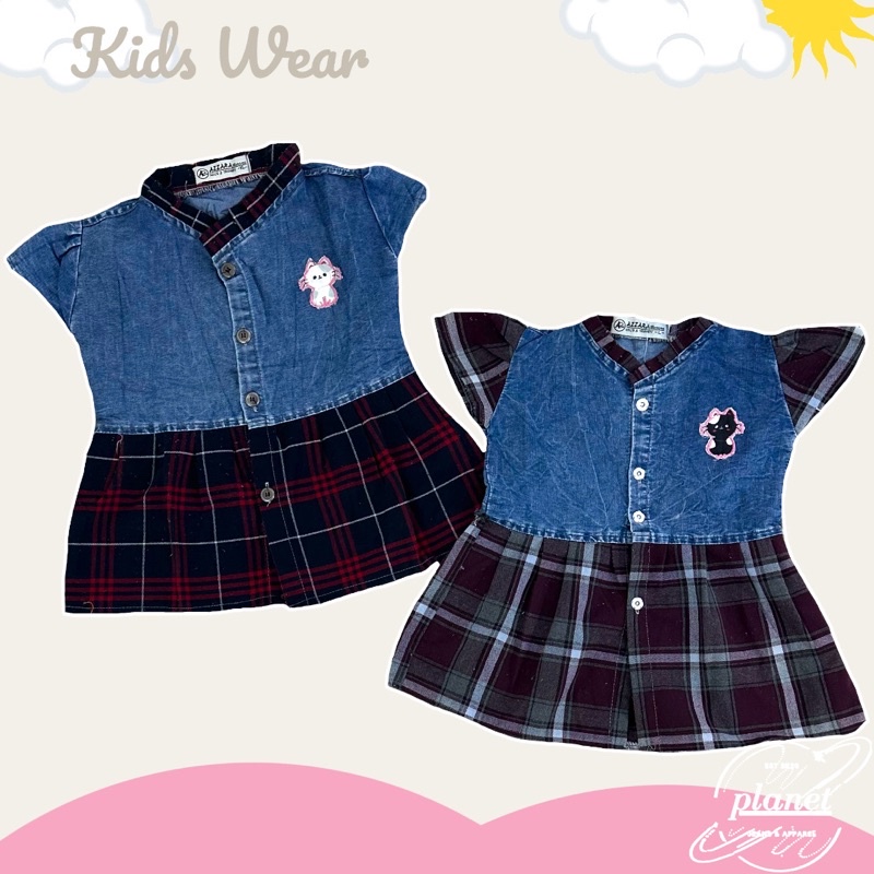 DRESS BAJU KANCING ANAK PEREMPUAN UMUR 2 / 4 TAHUN BAJU DRESS JEANS ANAK PEREMPUAN KARAKTER MURAH BISA COD