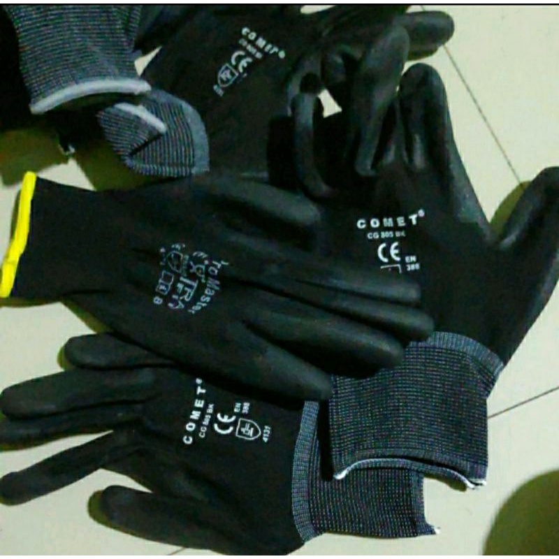 sarung tangan Comet safety hitam kerja 12 pasang 1 Lusin GRISIR