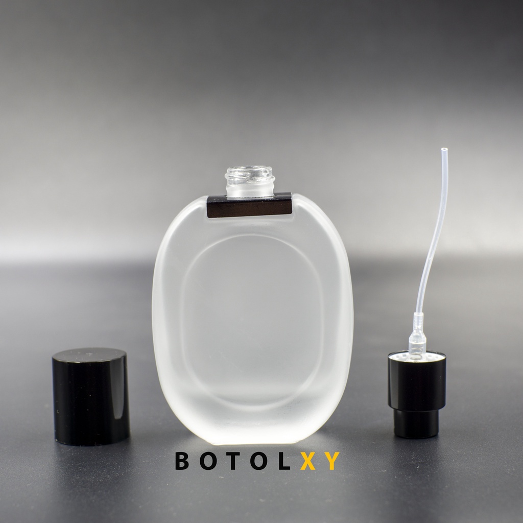 Botol Parfum 30ml Spray Kaca FROSTED DOFF PUTIH Oval Isi Ulang - DIP