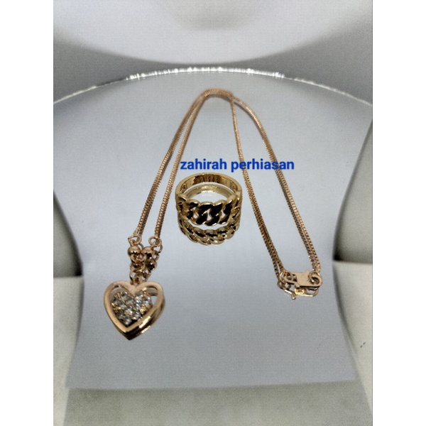 kalung emas liontin love permata free cincin rantai motif 12120