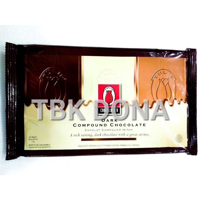 

TULIP DARK COMPOUND CHOCOLATE 1 KG MURAH / COKLAT TULIP DARK 1KG