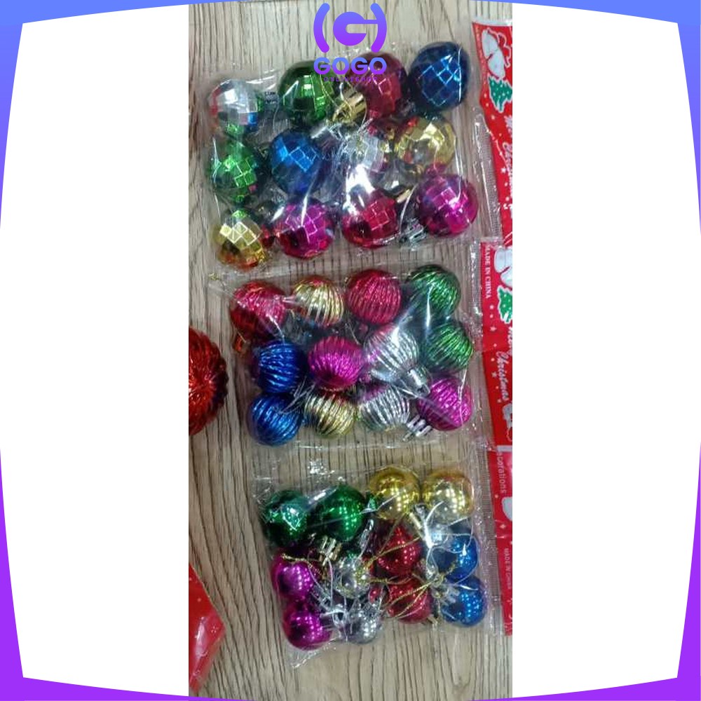 GOGO-C38 Gantungan Bola Kilap 6PCS / 12PCS Aksesoris Hiasan Pohon Natal Ornamen Dekorasi Rumah MURAH