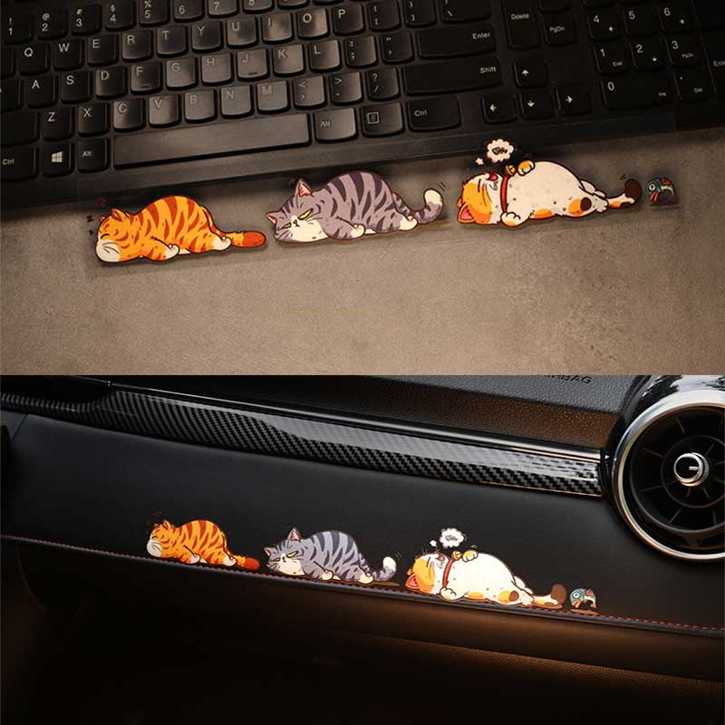 Tiga Tidur Kucing Styling Stiker Mobil Truk Motor Dekorasi Aksesoris Kartun Lucu Kucing Peliharaan Mobil Stiker Mobil Tubuh Kreatif Decals Mobil Self-Adhesive PVC Stickers