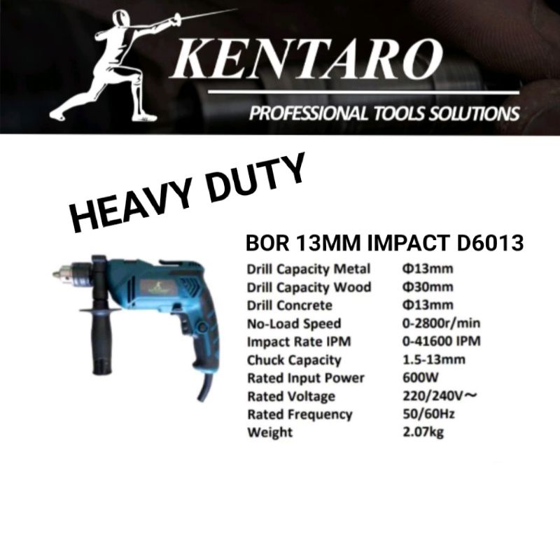 MESIN BOR LISTRIK 13MM IMPACT D6013 HEAVY DUTY KENTARO JAPAN QUALITY