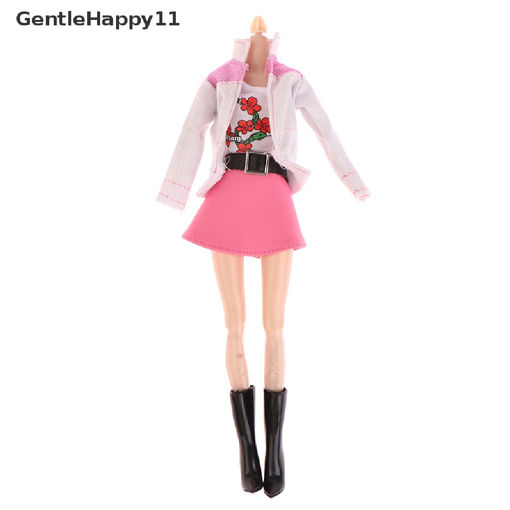 Gentlehappy 4pcs/Set Jas+Rompi+Rok+Boots Boneka Daily Suit Pakaian Fashion Untuk Boneka 30cm id