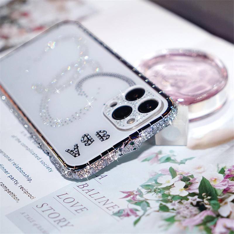 IPHONE Glitter Berlian Imitasi Diamond Cover Shockproof Metal Bumper Case Untuk Iphone14 13 12 11 Pro Max Plus Case