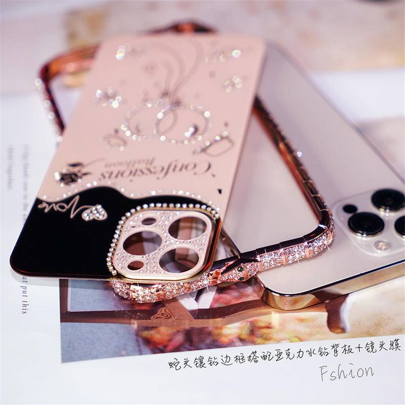 IPHONE Casing Bumper Bahan Metal Shockproof Untuk Iphone14 13 12 11 Pro Max Plus Case Glitter Berlian Imitasi Diamond Cover Untuk Iphone12Mini iPhone14Plus Case