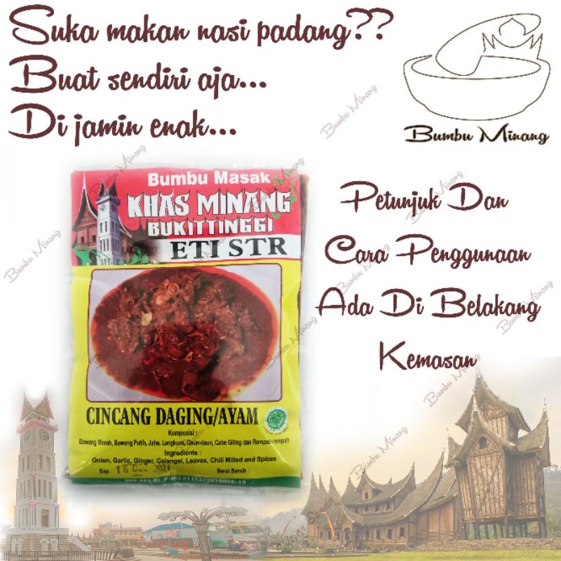 

bumbu minang cincang daging cincang ayam Eti STR khas rumah makan Padang Sumatra barat bukittinggi