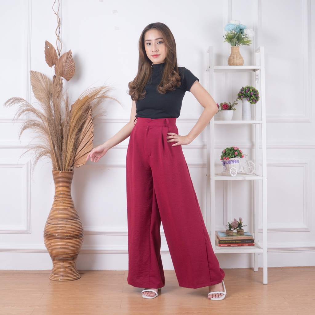 ZASKIYA - YORA PANTS KULOT CRINGKEL / Loose Pants Kancing / Celana Kulot Wanita Crincel/ Celana Kantor Formal/Casual /Trousers Wanita