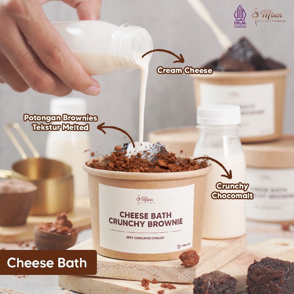 Cheese Bath Crunchy Brownie | Mbun Brownies Panggang | Brownies Cream cheese | Brownies Keju Lumer | Keju Melted | Coklat | Keju